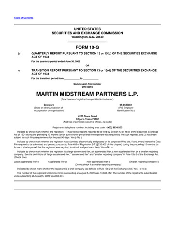 Thumbnail Martin Midstream Partners 10-Q Quarterly Report FY 