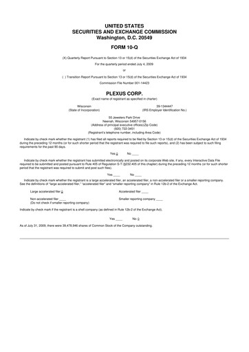 Thumbnail Plexus 10-Q Quarterly Report FY 