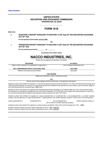 Thumbnail NACCO Industries
 10-Q Quarterly Report FY 
