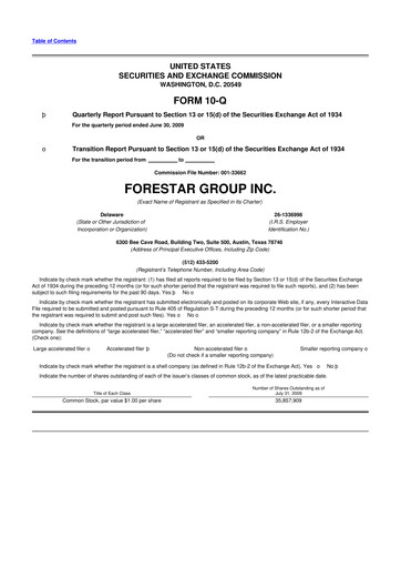 Thumbnail Forestar Group
 10-Q Quarterly Report FY 