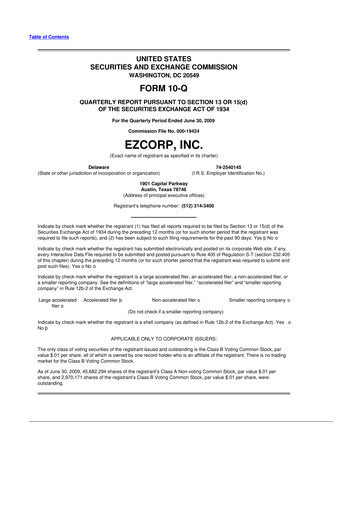 Thumbnail EZCorp 10-Q Quarterly Report FY 