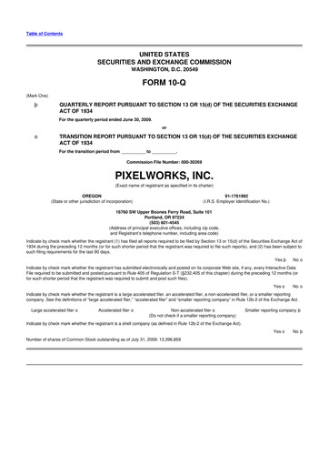 Miniature Pixelworks 10-Q Rapport trimestriel  