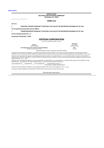 Thumbnail Visteon 10-Q Quarterly Report FY 