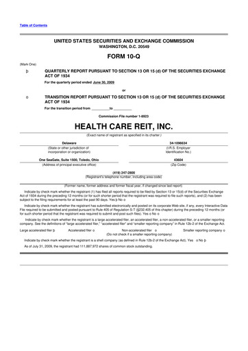 Miniature Welltower
 10-Q Rapport trimestriel  