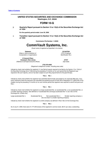Thumbnail Commvault 10-Q Quarterly Report FY 
