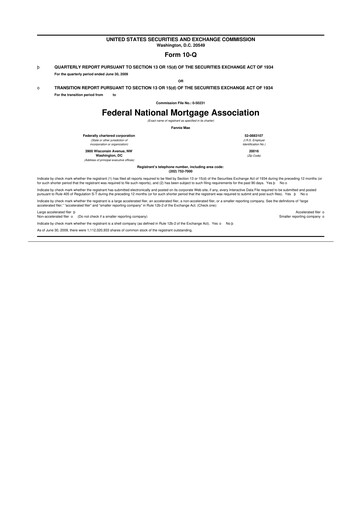 Thumbnail Fannie Mae
 10-Q Quarterly Report FY 