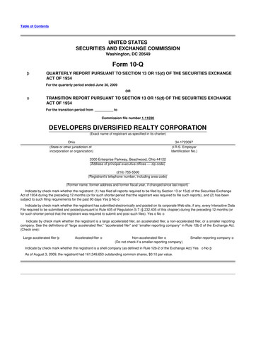 Thumbnail SITE Centers
 10-Q Quarterly Report FY 