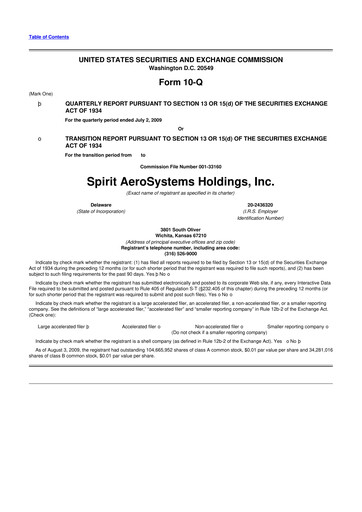 Miniature Spirit AeroSystems 10-Q Rapport trimestriel  