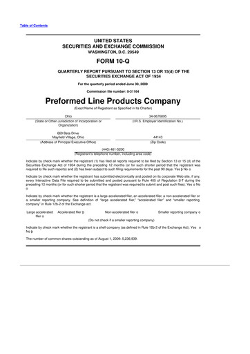 Thumbnail Preformed Line Products 10-Q Quarterly Report FY 