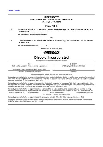 Thumbnail Diebold Nixdorf
 10-Q Quarterly Report FY 