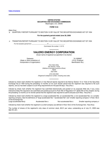 Vorschaubild Valero Energy 10-Q Quartalsbericht  