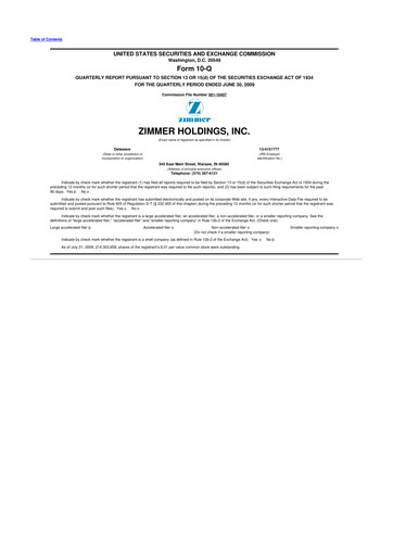 Thumbnail Zimmer Biomet 10-Q Quarterly Report FY 
