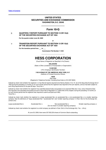 Vorschaubild Hess 10-Q Quartalsbericht  