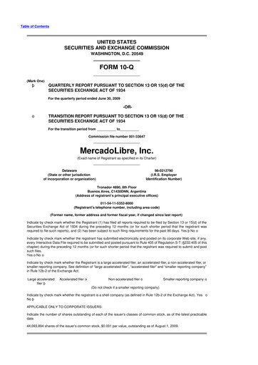 Vorschaubild MercadoLibre 10-Q Quartalsbericht  