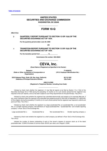 Thumbnail CEVA
 10-Q Quarterly Report FY 