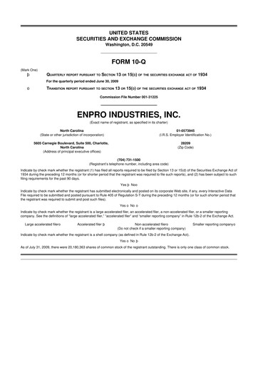 Thumbnail EnPro Industries
 10-Q Quarterly Report FY 