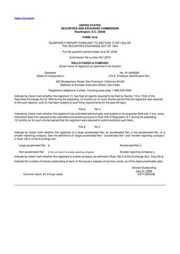 Vorschaubild Wells Fargo 10-Q Quartalsbericht  