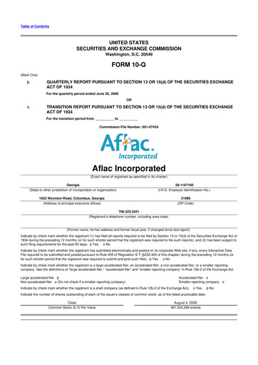 Vorschaubild Aflac 10-Q Quartalsbericht  