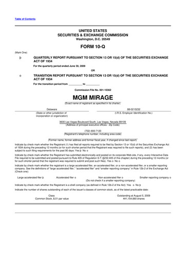 Thumbnail MGM Resorts

 10-Q Quarterly Report FY 