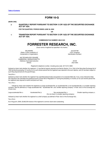 Vorschaubild Forrester Research
 10-Q Quartalsbericht  