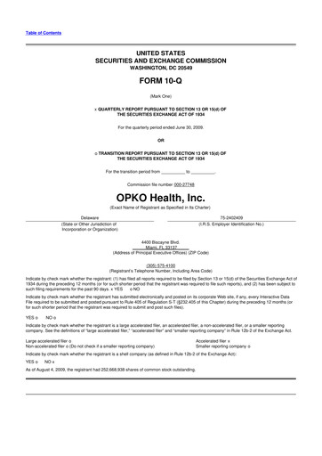 Thumbnail OPKO Health
 10-Q Quarterly Report FY 