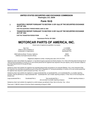 Vorschaubild Motorcar Parts of America 10-Q Quartalsbericht  