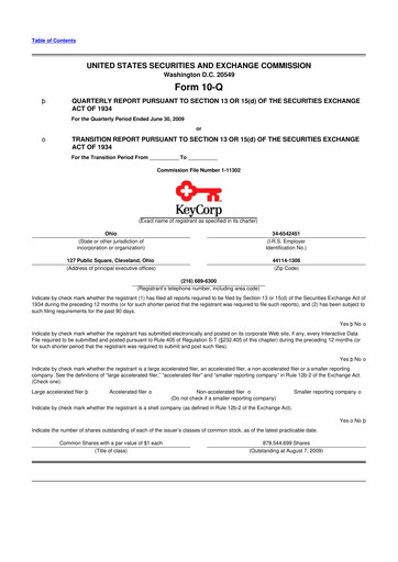 Miniature KeyCorp (KeyBank) 10-Q Rapport trimestriel  