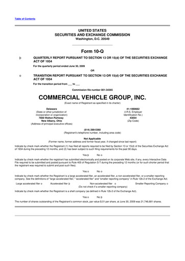 Vorschaubild Commercial Vehicle Group (CVG) 10-Q Quartalsbericht  