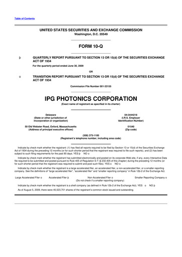 Thumbnail IPG Photonics 10-Q Quarterly Report FY 