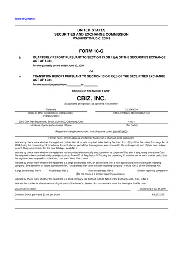 Thumbnail CBIZ 10-Q Quarterly Report FY 