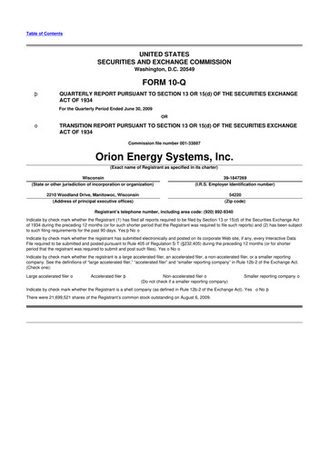 Thumbnail Orion Energy Systems
 10-Q Quarterly Report FY 