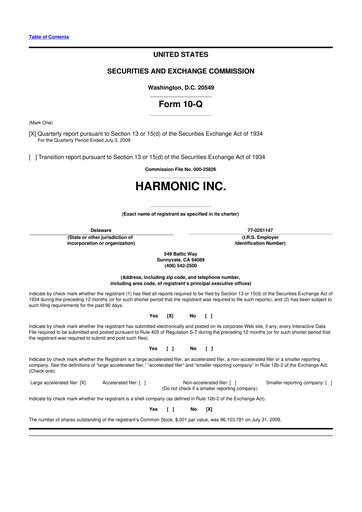 Thumbnail Harmonic Inc. 10-Q Quarterly Report FY 