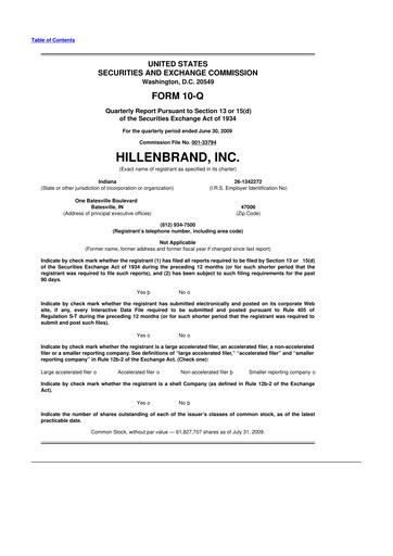 Thumbnail Hillenbrand 10-Q Quarterly Report FY 