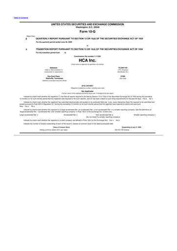 Thumbnail HCA Healthcare 10-Q Quarterly Report FY 
