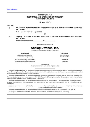 Miniature Analog Devices 10-Q Rapport trimestriel  