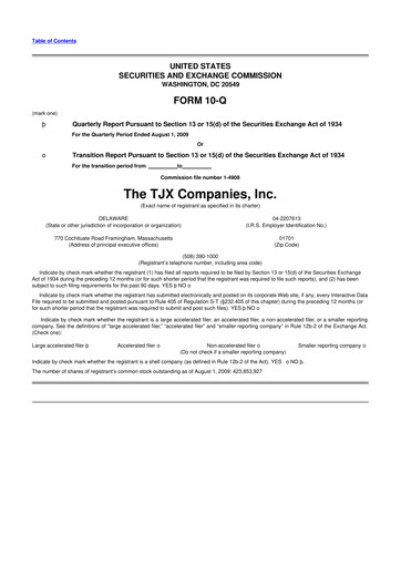 Thumbnail TJX Companies 10-Q Quarterly Report FY 