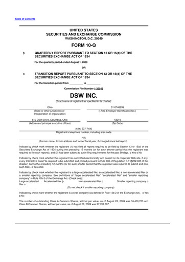 Thumbnail Designer Brands
 10-Q Quarterly Report FY 