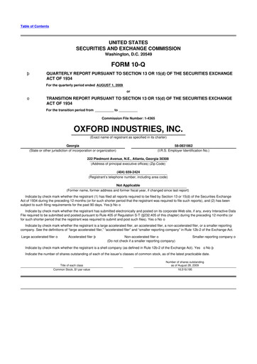 Thumbnail Oxford Industries
 10-Q Quarterly Report FY 