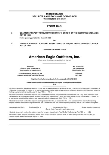 Thumbnail American Eagle Outfitters
 10-Q Quarterly Report FY 