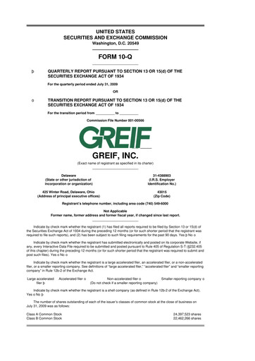 Thumbnail Greif 10-Q Quarterly Report FY 