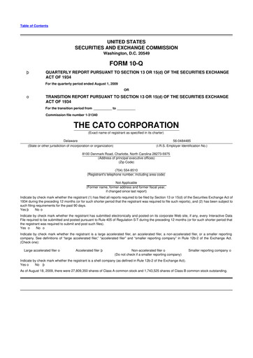 Thumbnail Cato Fashion 10-Q Quarterly Report FY 