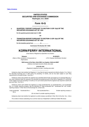Thumbnail Korn Ferry
 10-Q Quarterly Report FY 
