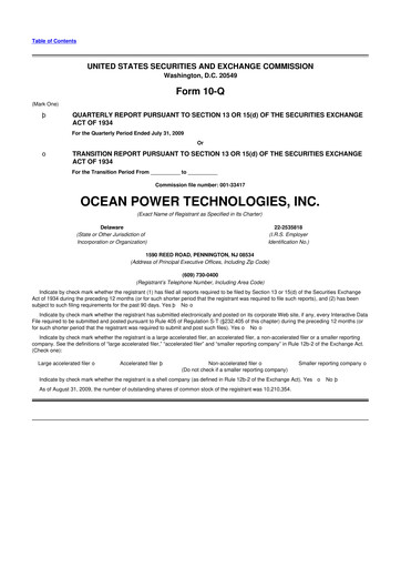 Thumbnail Ocean Power Technologies
 10-Q Quarterly Report FY 