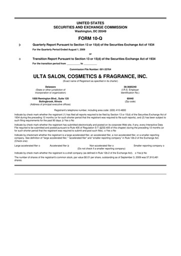 Thumbnail ULTA Beauty
 10-Q Quarterly Report FY 