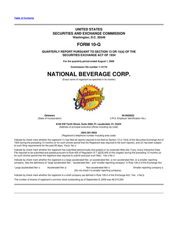 Thumbnail National Beverage
 10-Q Quarterly Report FY 
