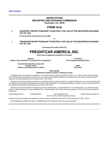 Thumbnail FreightCar America
 10-Q Quarterly Report FY 