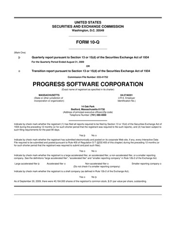 Thumbnail Progress Software
 10-Q Quarterly Report FY 