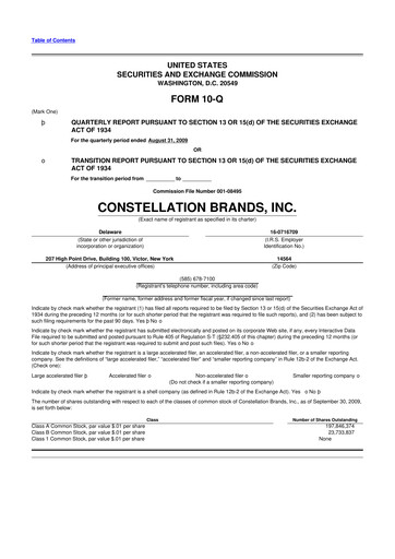 Miniature Constellation Brands 10-Q Rapport trimestriel  