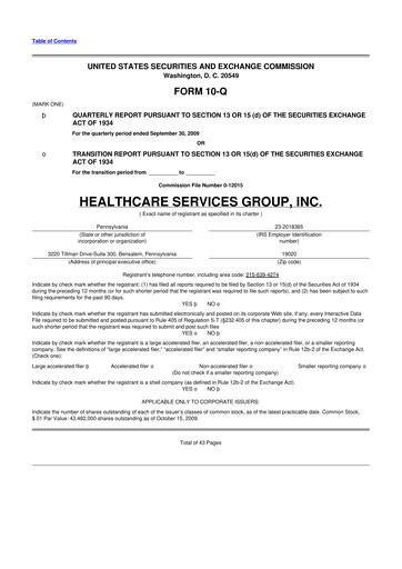 Thumbnail Healthcare Services Group 10-Q Quarterly Report FY 