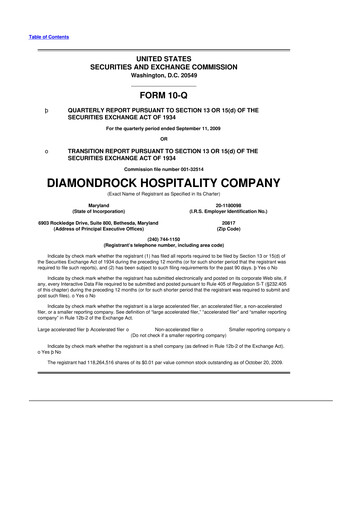 Vorschaubild Diamondrock Hospitality Company 10-Q Quartalsbericht  